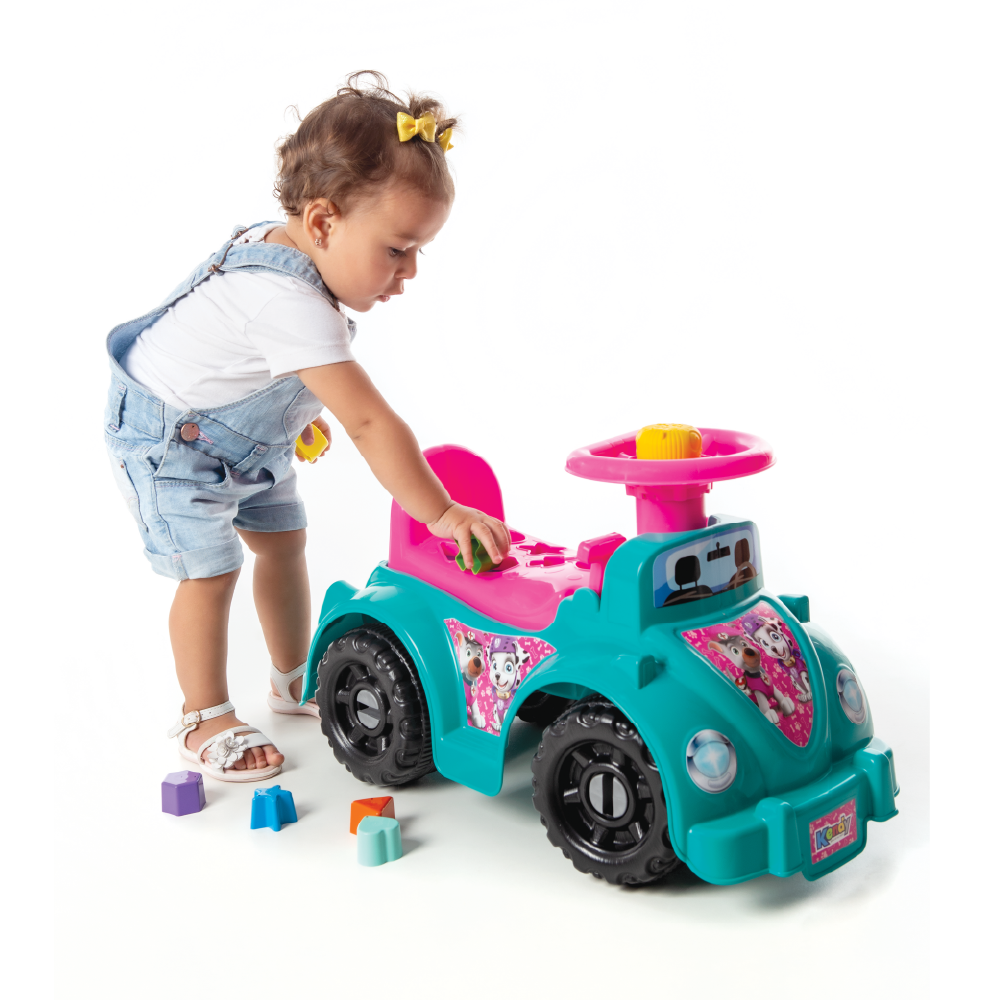 Andador Quadriciclo Infantil Menina Tiffany - Com Buzina, Volante, porta-objetos, 6 pçs Geométricas Educativas - Certificado Inmetro