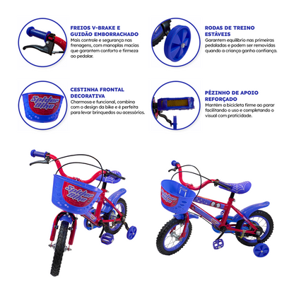 Bicicleta Aro 12 Spider Bike Rodas Aço - Pneu Automotivo - Freio VBrake Alta Durabilidade Cert. Inmetro