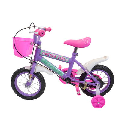 Bicicleta Aro 12 Aço - Altura Durabilidade - Modelo Force Bike Runner Girl - Pneu Automotivo - Freios V-Brakes - Inmetro