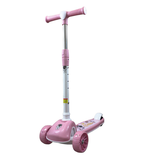 Patinete Premium Rosa Menina 4 a 10 anos - Até 80kg - Música, Luz e Roda Gel Led - 4 ajustes de Altura - Rolamento De Aço - Inmetro