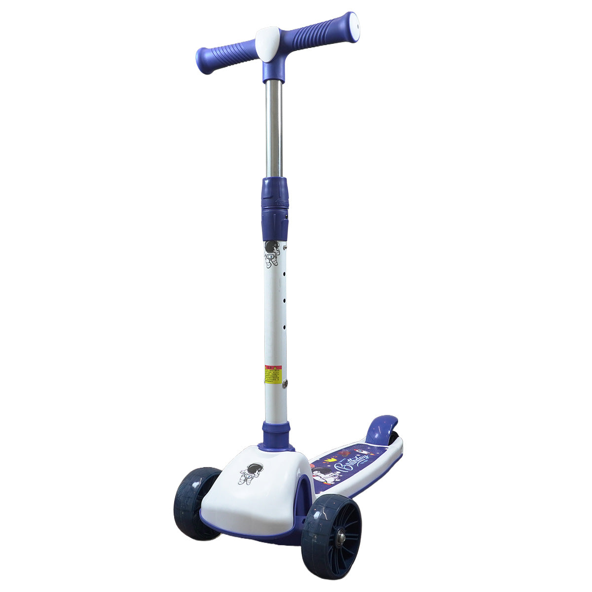 Patinete Premium Azul Menino 4 a 10 anos Até 80kg - Luz Musica Roda Gel Led 4 Alturas Rolamento de Aço - Inmetro