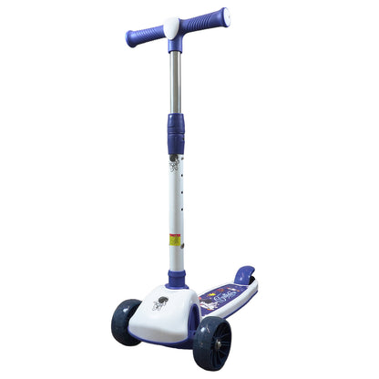 Patinete Premium Azul Menino 4 a 10 anos Até 80kg - Luz Musica Roda Gel Led 4 Alturas Rolamento de Aço - Inmetro