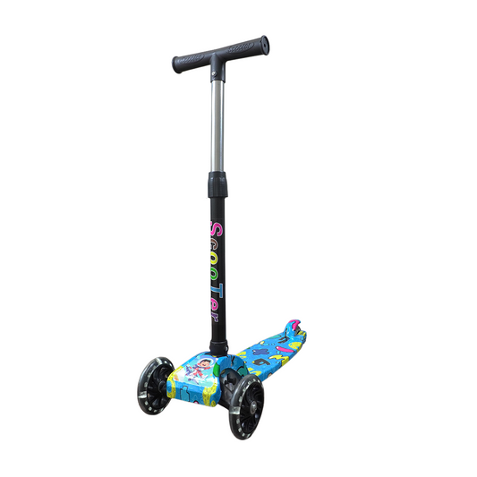 Patinete Infantil LED Menino Azul Até 25kg | A partir de 3 Anos | Ajuste 4 Alturas | Dobrável | Cert Inmetro