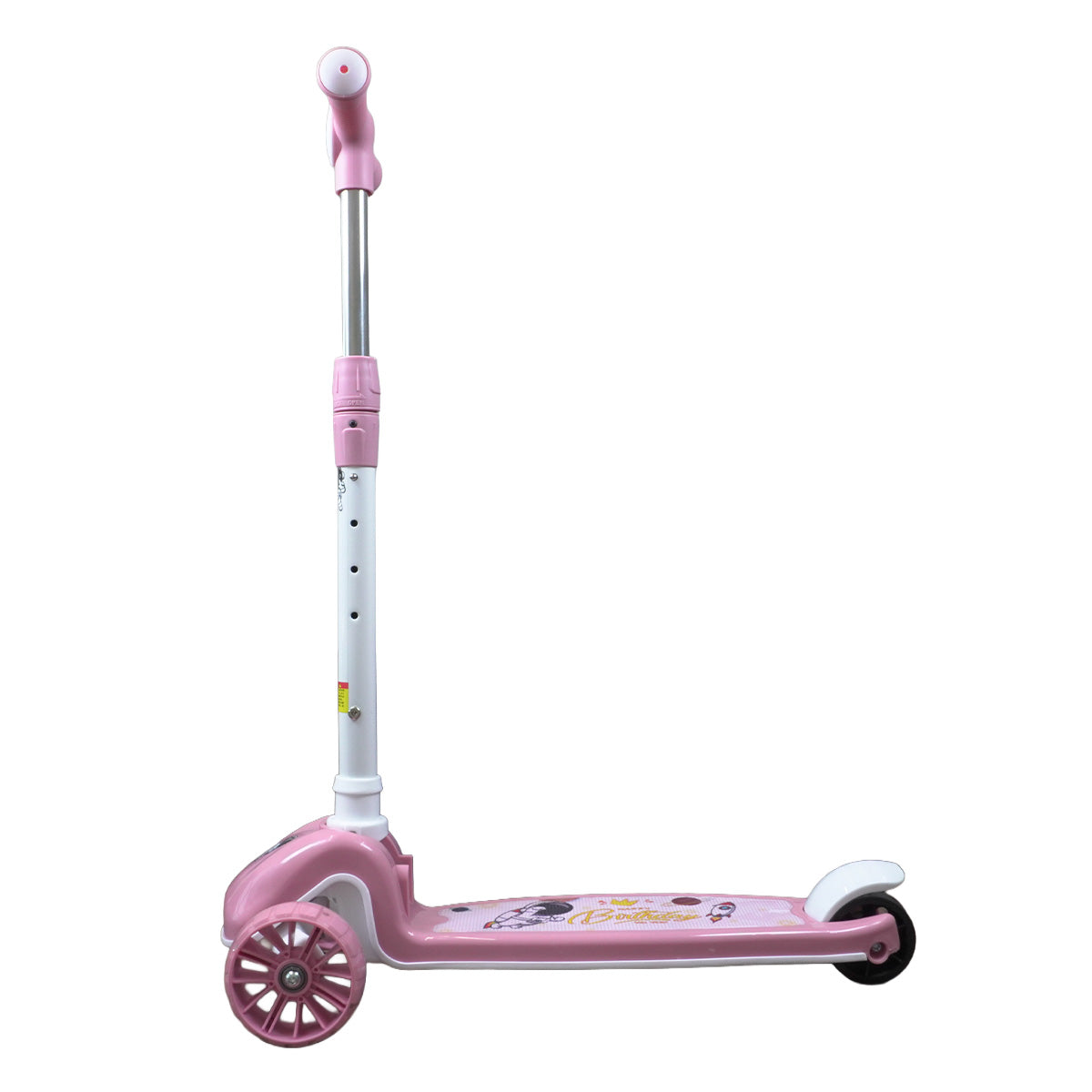 Patinete Premium Rosa Menina 4 a 10 anos - Até 80kg - Música, Luz e Roda Gel Led - 4 ajustes de Altura - Rolamento De Aço - Inmetro