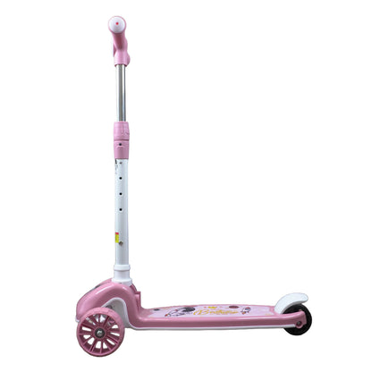 Patinete Premium Rosa Menina 4 a 10 anos - Até 80kg - Música, Luz e Roda Gel Led - 4 ajustes de Altura - Rolamento De Aço - Inmetro