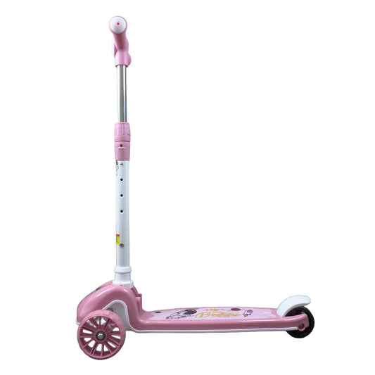 Patinete Premium Rosa Menina 4 a 10 anos - Até 80kg - Música, Luz e Roda Gel Led - 4 ajustes de Altura - Rolamento De Aço - Inmetro