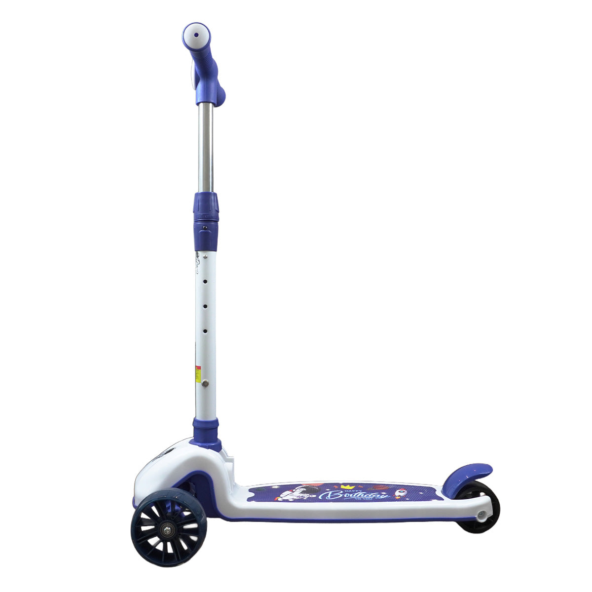 Patinete Premium Azul Menino 4 a 10 anos Até 80kg - Luz Musica Roda Gel Led 4 Alturas Rolamento de Aço - Inmetro