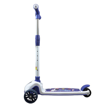 Patinete Premium Azul Menino 4 a 10 anos Até 80kg - Luz Musica Roda Gel Led 4 Alturas Rolamento de Aço - Inmetro