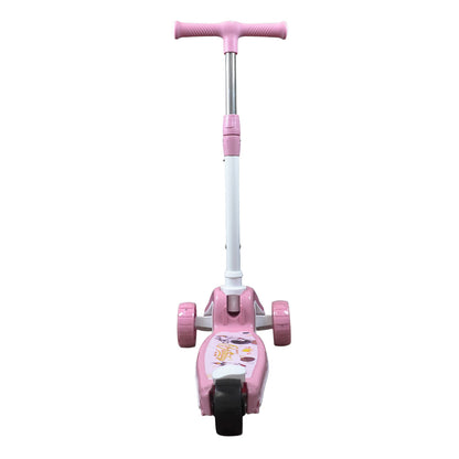 Patinete Premium Rosa Menina 4 a 10 anos - Até 80kg - Música, Luz e Roda Gel Led - 4 ajustes de Altura - Rolamento De Aço - Inmetro