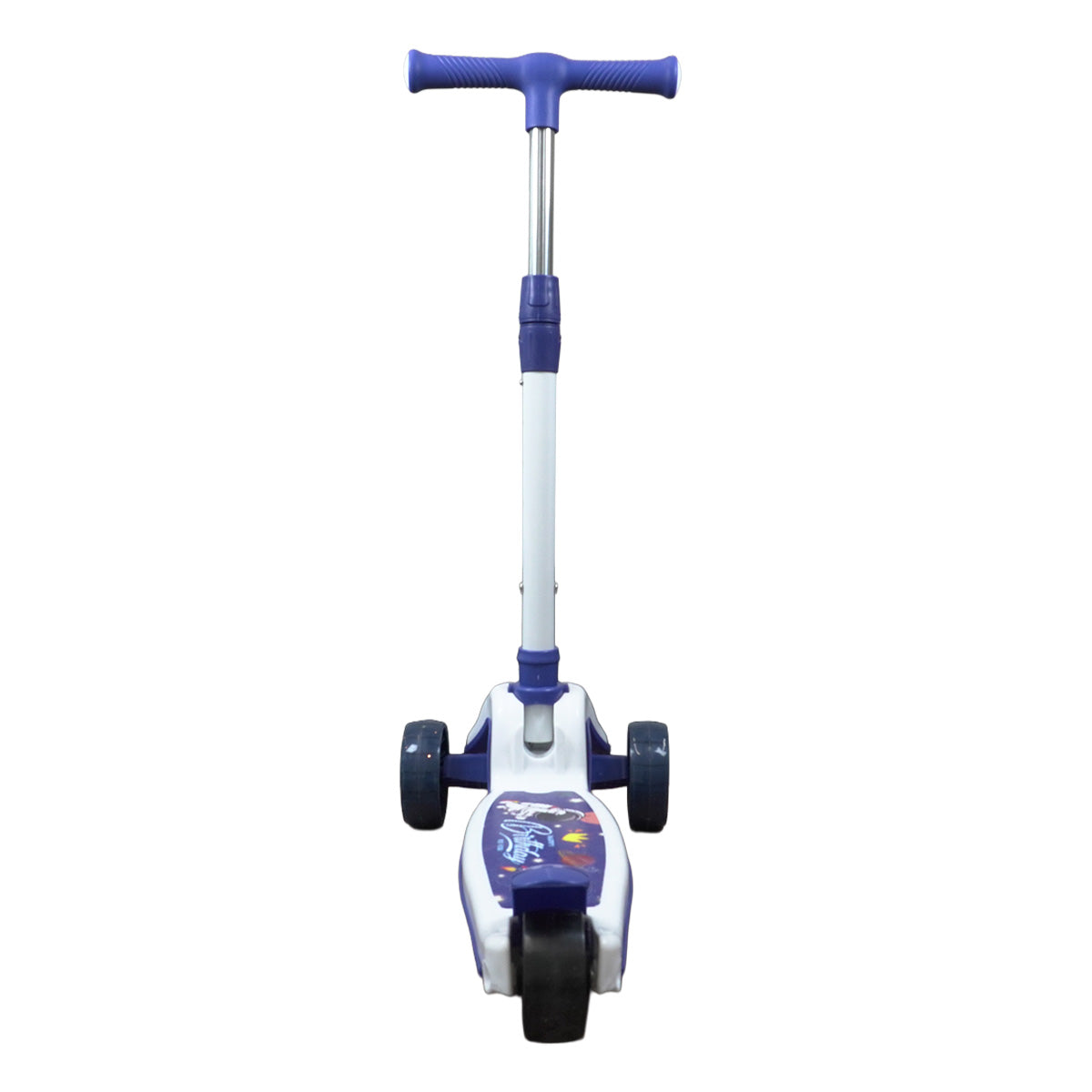 Patinete Premium Azul Menino 4 a 10 anos Até 80kg - Luz Musica Roda Gel Led 4 Alturas Rolamento de Aço - Inmetro