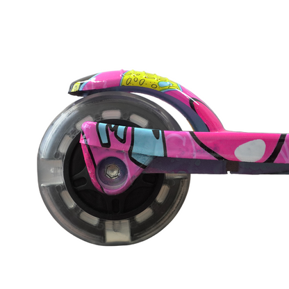 Patinete Menina Rosa Rodas LED Colorido Até 25kg | A partir de 3 Anos | Ajuste 4 Alturas | Dobrável | Cert Inmetro