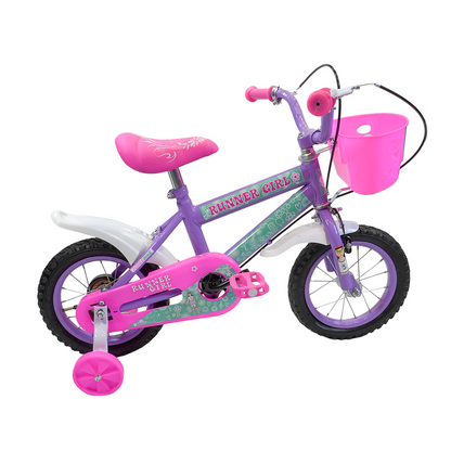 Bicicleta Aro 12 Aço - Altura Durabilidade - Modelo Force Bike Runner Girl - Pneu Automotivo - Freios V-Brakes - Inmetro