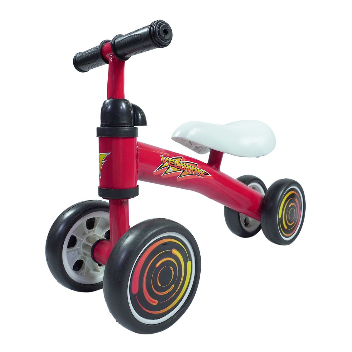 Bicicleta de Equilíbrio Andador Velotrix Vermelho | 4 Rodas De Eva | Guidão Direcionável | Banco Estofado | Quadro de Aço