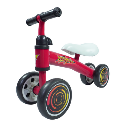 Bicicleta de Equilíbrio Andador Velotrix Vermelho | 4 Rodas De Eva | Guidão Direcionável | Banco Estofado | Quadro de Aço