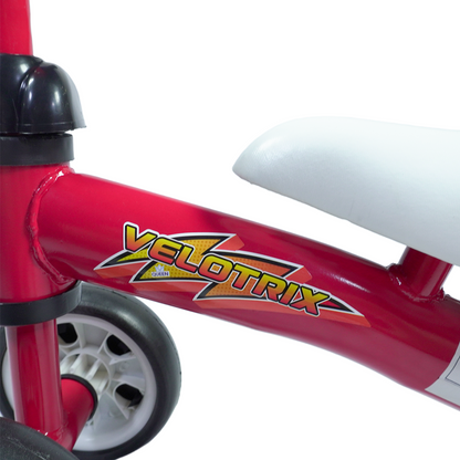 Bicicleta de Equilíbrio Andador Velotrix Vermelho | 4 Rodas De Eva | Guidão Direcionável | Banco Estofado | Quadro de Aço