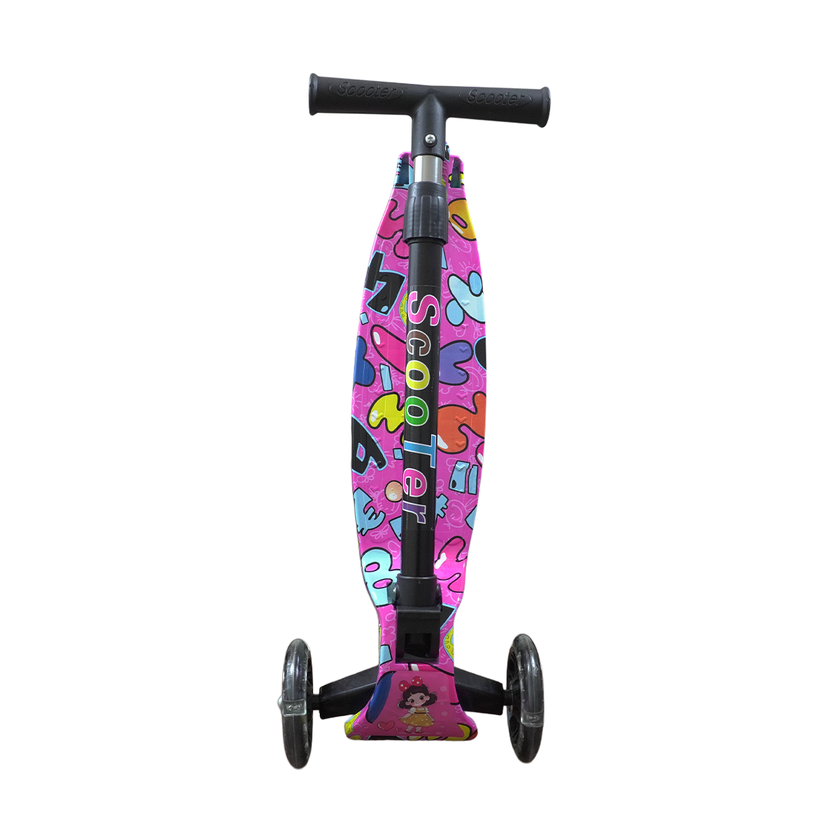 Patinete Menina Rosa Rodas LED Colorido Até 25kg | A partir de 3 Anos | Ajuste 4 Alturas | Dobrável | Cert Inmetro