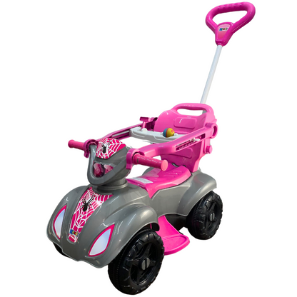 Quadriciclo Kendy Spider Girl 1 a 3 Anos - Até 30kg Carro Passeio Menina - Ajuste Altura e Profundidade