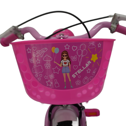 Bicicleta ARO 12 AÇO Modelo Stellar - 2 A 7 ANOS - Pneu Automotivo - Freios V-Brakes - Cestinha - Inmetro