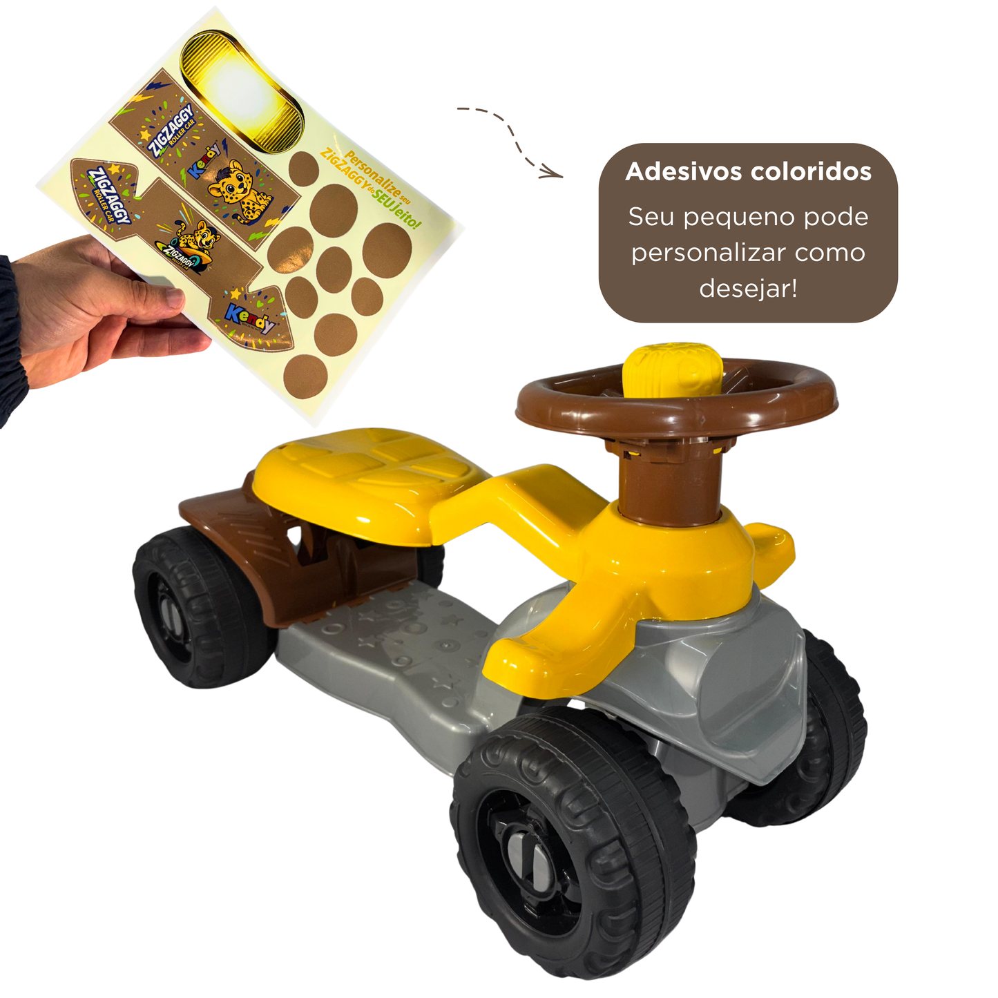 Carrinho Andador ZigZaggy Amarelo Infantil | +18 meses | 16Kg | Inmetro