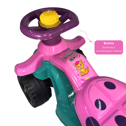 Carrinho Andador ZigZaggy Rosa Infantil Menina | +18 meses | 16Kg | Inmetro