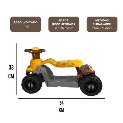 Carrinho Andador ZigZaggy Amarelo Infantil | +18 meses | 16Kg | Inmetro