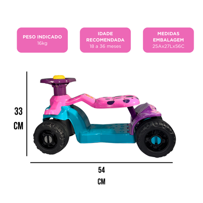 Carrinho Andador ZigZaggy Rosa Infantil Menina | +18 meses | 16Kg | Inmetro