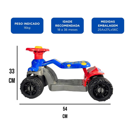 Carrinho Andador ZigZaggy Azul Infantil Menino | +18 meses | 16Kg | Inmetro