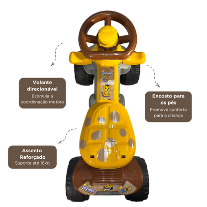 Carrinho Andador ZigZaggy Amarelo Infantil | +18 meses | 16Kg | Inmetro
