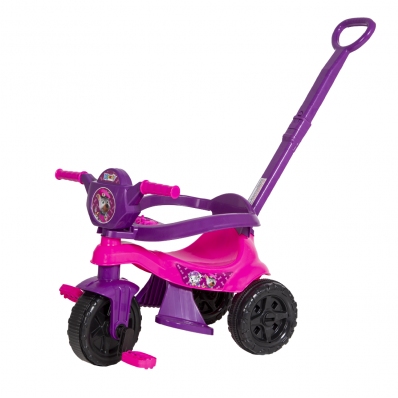 Triciclo Infantil Menina Completo Rosa Roxo C/Pedal, Empurrador e Proteção, Inmetro Velotrol, Velocípede, Motoca, Totoka