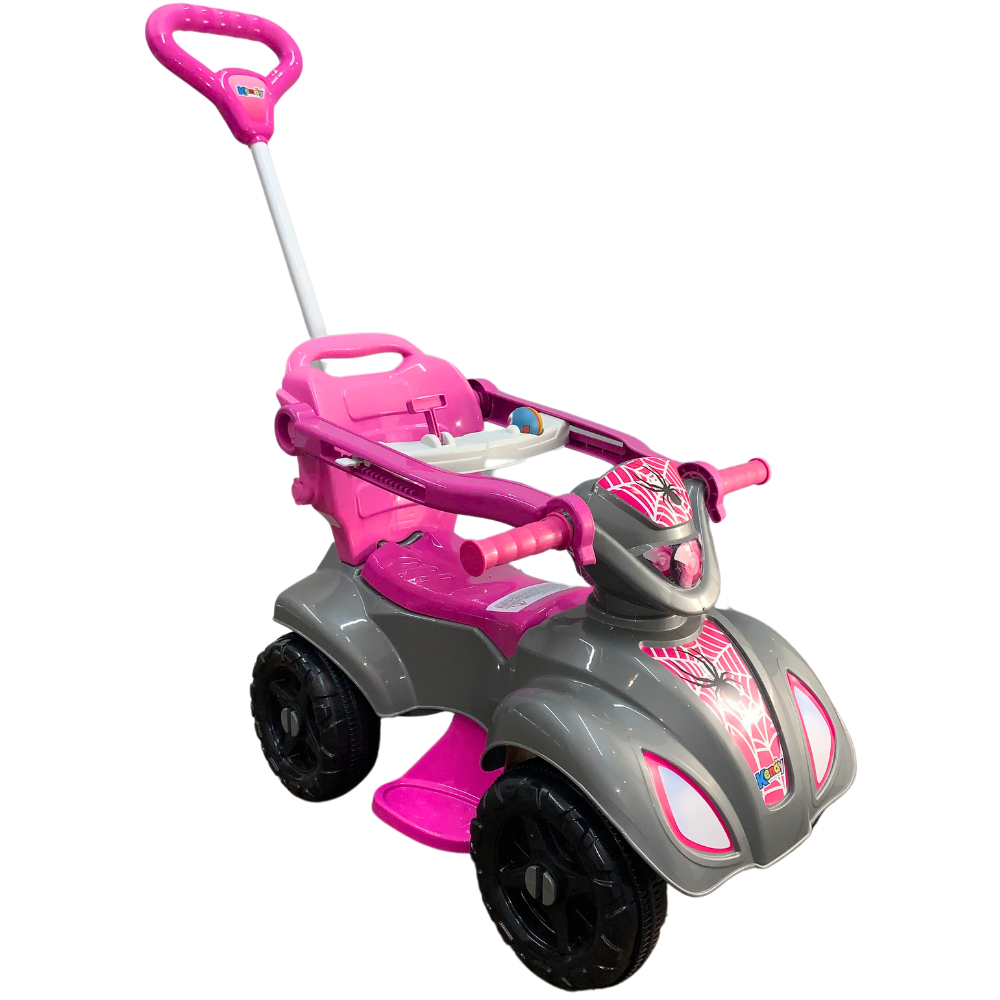 Quadriciclo Kendy Spider Girl 1 a 3 Anos - Até 30kg Carro Passeio Menina - Ajuste Altura e Profundidade
