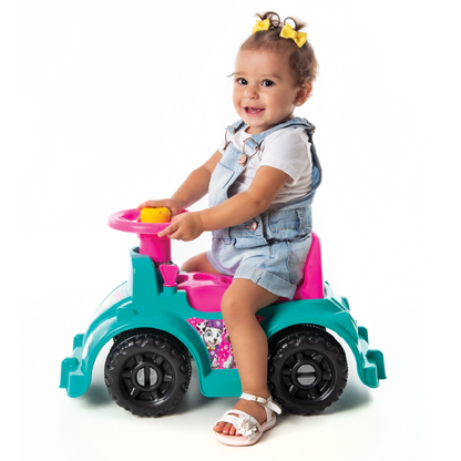 Andador Quadriciclo Infantil Menina Tiffany - Com Buzina, Volante, porta-objetos, 6 pçs Geométricas Educativas - Certificado Inmetro