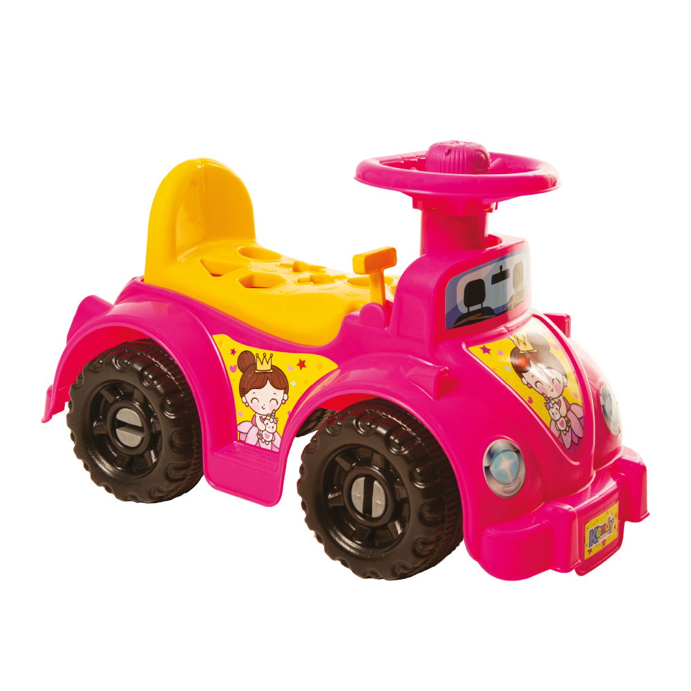 Ketokinha - Andador Grande, Vira-Volante , Peças Geométricas, Buzina - Rosa Princesa - Certificado Inmetro! Quadriclo Motoca
