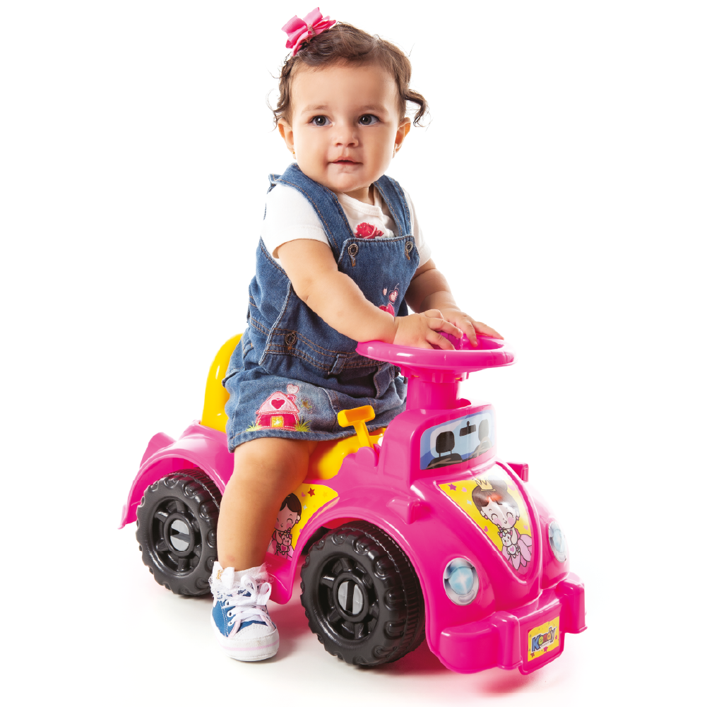 Ketokinha - Andador Grande, Vira-Volante , Peças Geométricas, Buzina - Rosa Princesa - Certificado Inmetro! Quadriclo Motoca