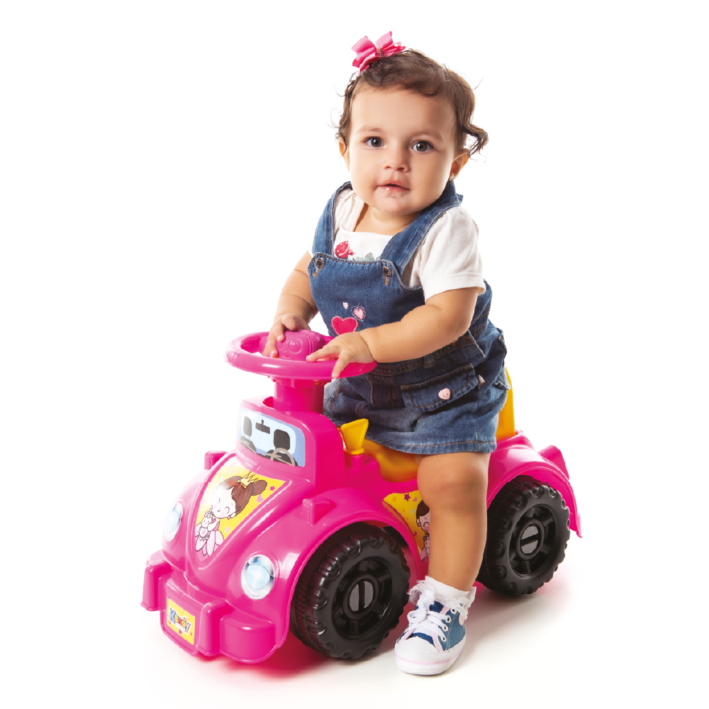 Ketokinha - Andador Grande, Vira-Volante , Peças Geométricas, Buzina - Rosa Princesa - Certificado Inmetro! Quadriclo Motoca