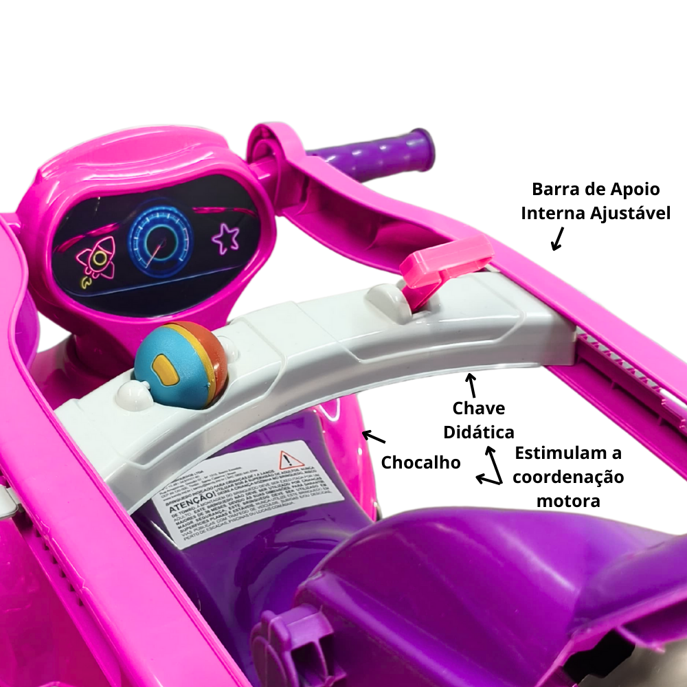 Quadriciclo Kendy Dog Menino 1 a 3 Anos - Até 30kg Carro Passeio Menino - Ajuste Altura e Profundidade