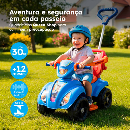 Quadriciclo Queen Shop Cyber Azul Menino 1 a 3 Anos - Até 30kg Carrinho Passeio