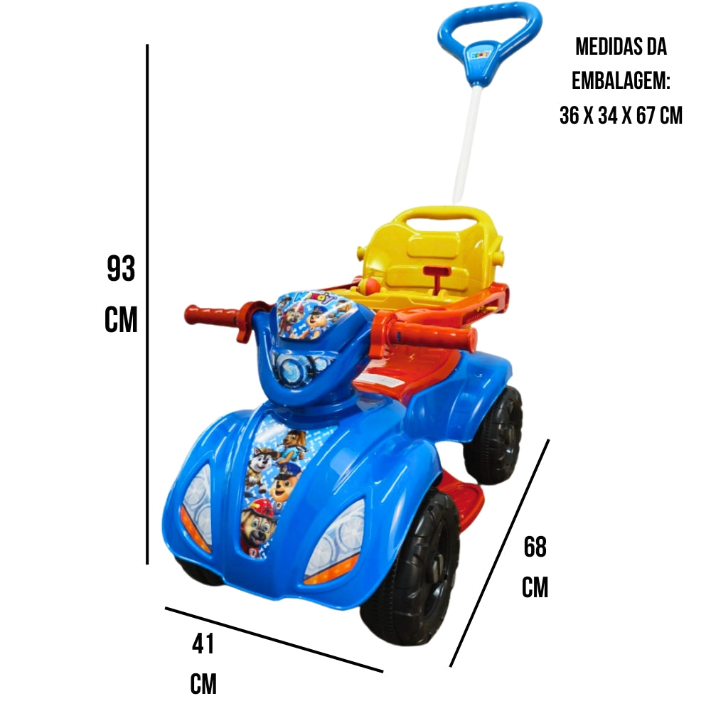 Quadriciclo Azul 1 a 3 anos até 35Kg Dog Menino Carrinho Passeio | Reforçado | Ajustes de Altura