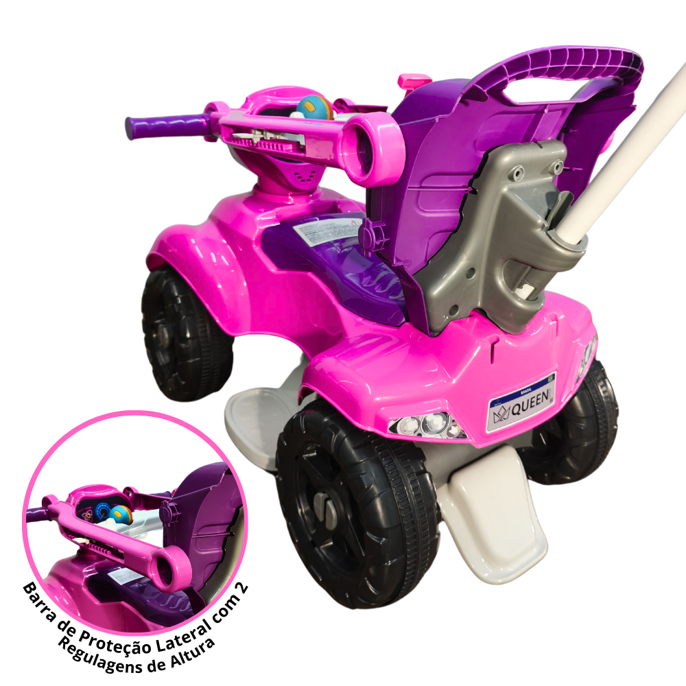 Quadriciclo Kendy Dog Menino 1 a 3 Anos - Até 30kg Carro Passeio Menino - Ajuste Altura e Profundidade