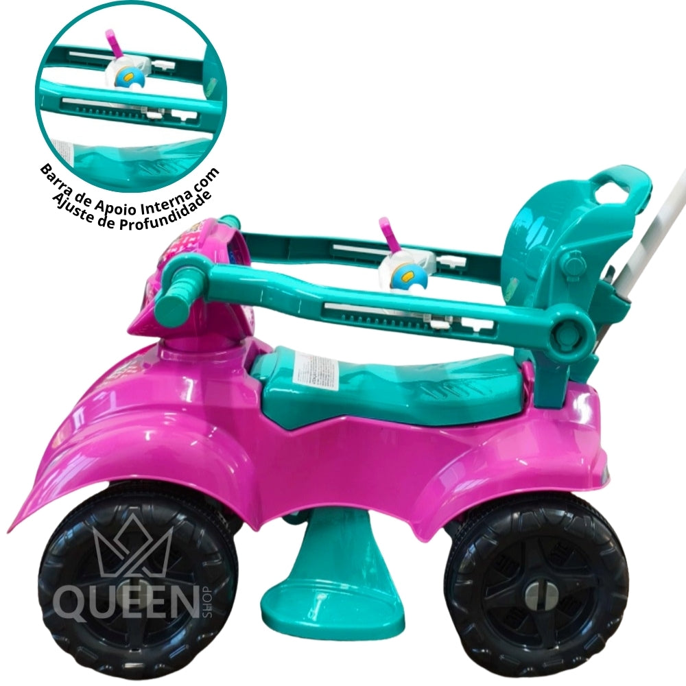 Quadriciclo Kendy Dog Menina 1 a 3 Anos - Até 30kg Carrinho Passeio - Ajuste Altura e Profundidade
