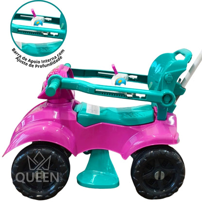 Quadriciclo Kendy Dog Menina 1 a 3 Anos - Até 30kg Carrinho Passeio - Ajuste Altura e Profundidade