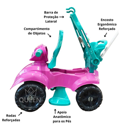 Quadriciclo Kendy Dog Menina 1 a 3 Anos - Até 30kg Carrinho Passeio - Ajuste Altura e Profundidade