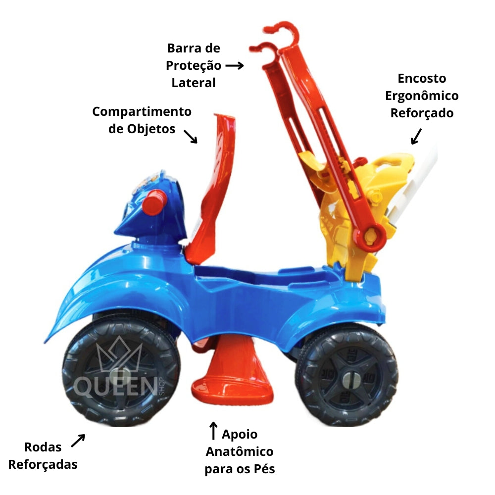 Quadriciclo Azul 1 a 3 anos até 35Kg Dog Menino Carrinho Passeio | Reforçado | Ajustes de Altura