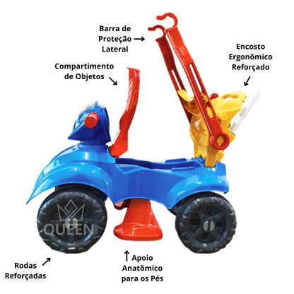 Quadriciclo Azul 1 a 3 anos até 35Kg Dog Menino Carrinho Passeio | Reforçado | Ajustes de Altura