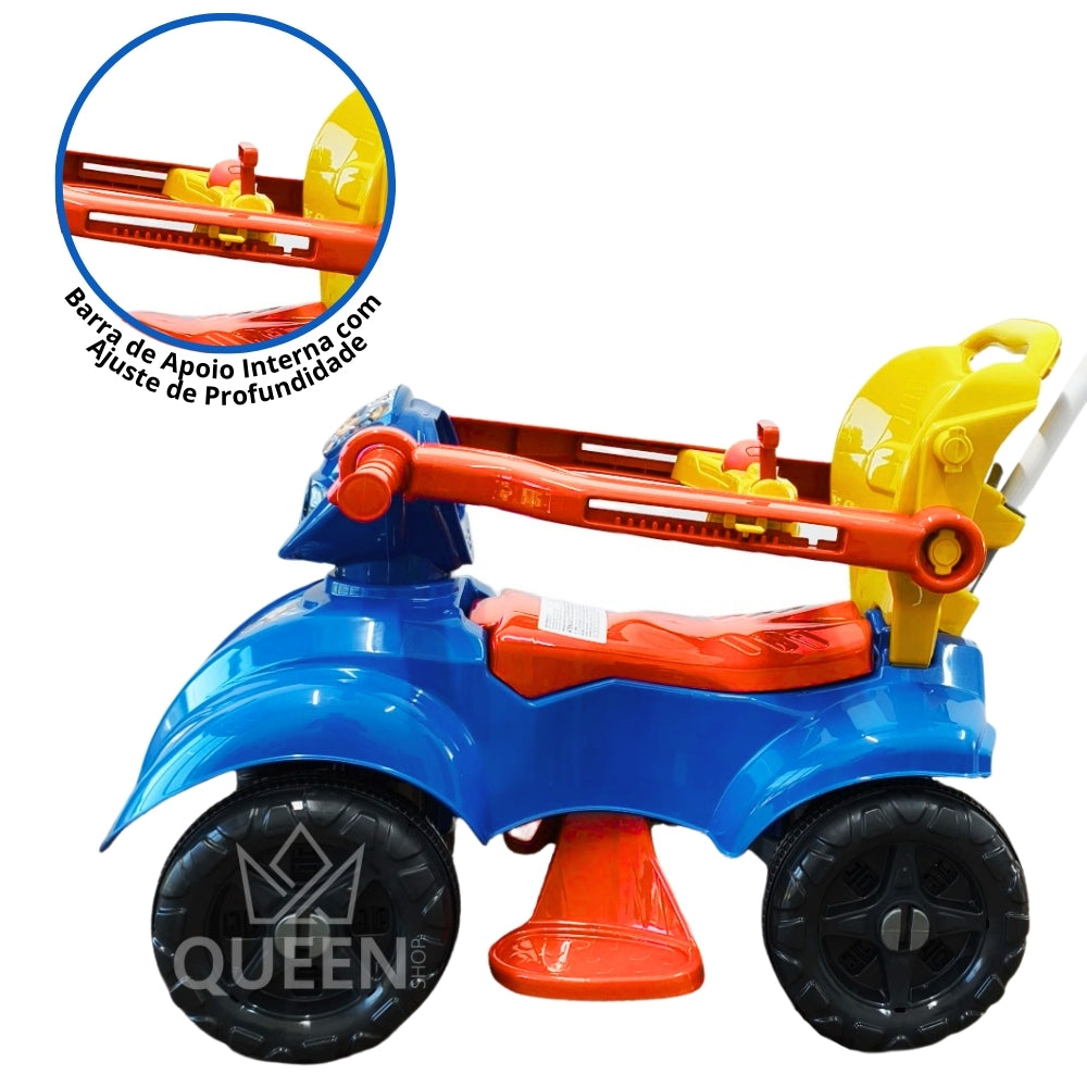 Quadriciclo Azul 1 a 3 anos até 35Kg Dog Menino Carrinho Passeio | Reforçado | Ajustes de Altura