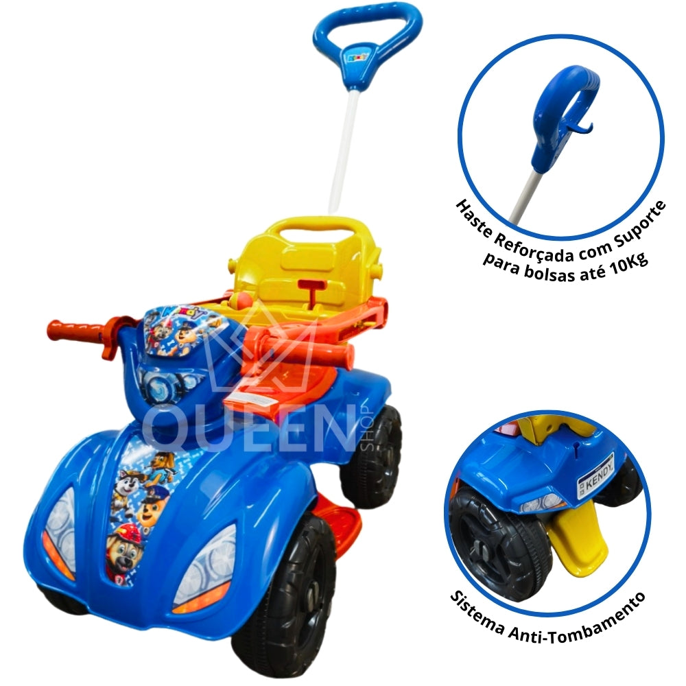 Quadriciclo Azul 1 a 3 anos até 35Kg Dog Menino Carrinho Passeio | Reforçado | Ajustes de Altura