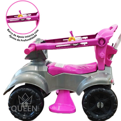 Quadriciclo Kendy Spider Girl 1 a 3 Anos - Até 30kg Carro Passeio Menina - Ajuste Altura e Profundidade