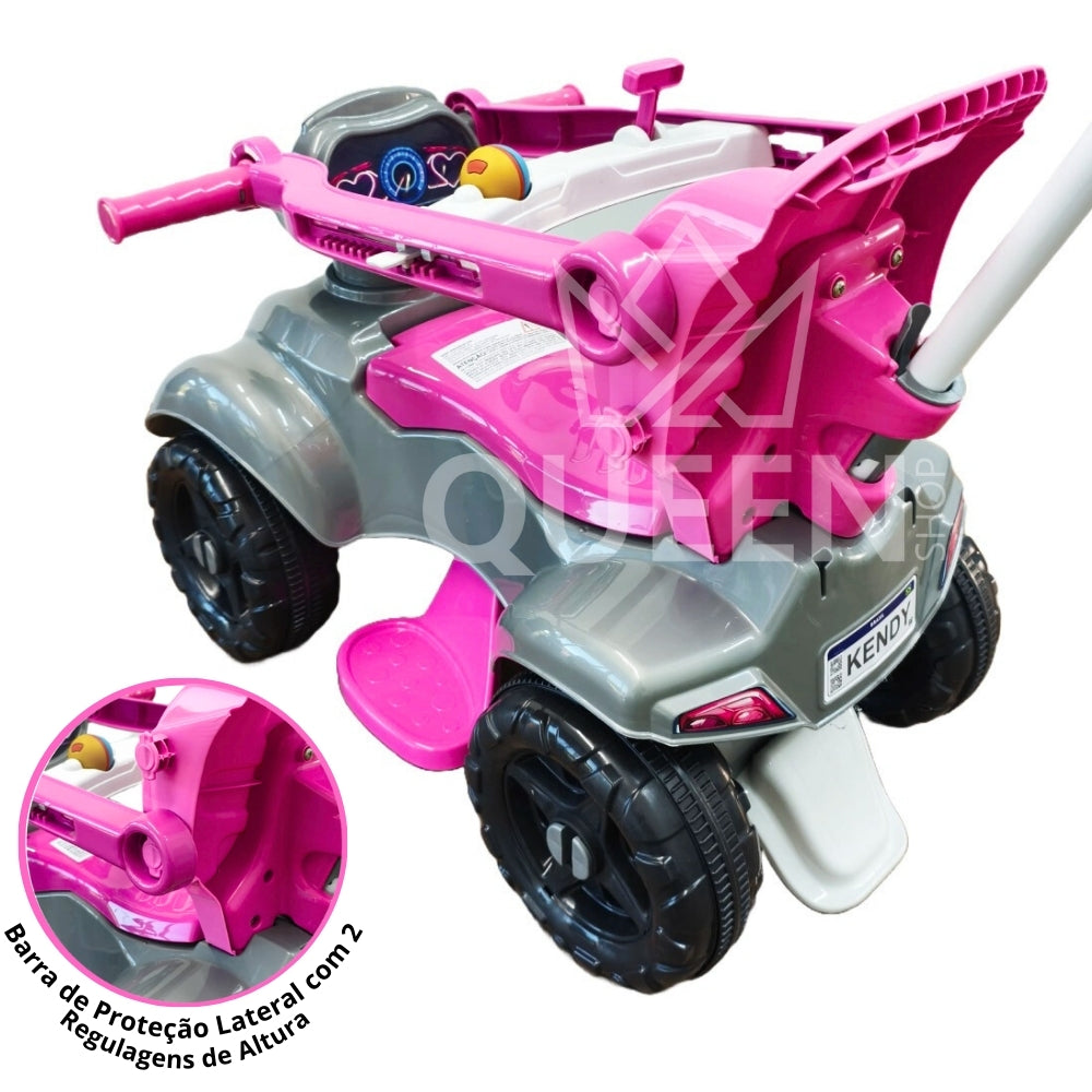 Quadriciclo Kendy Spider Girl 1 a 3 Anos - Até 30kg Carro Passeio Menina - Ajuste Altura e Profundidade