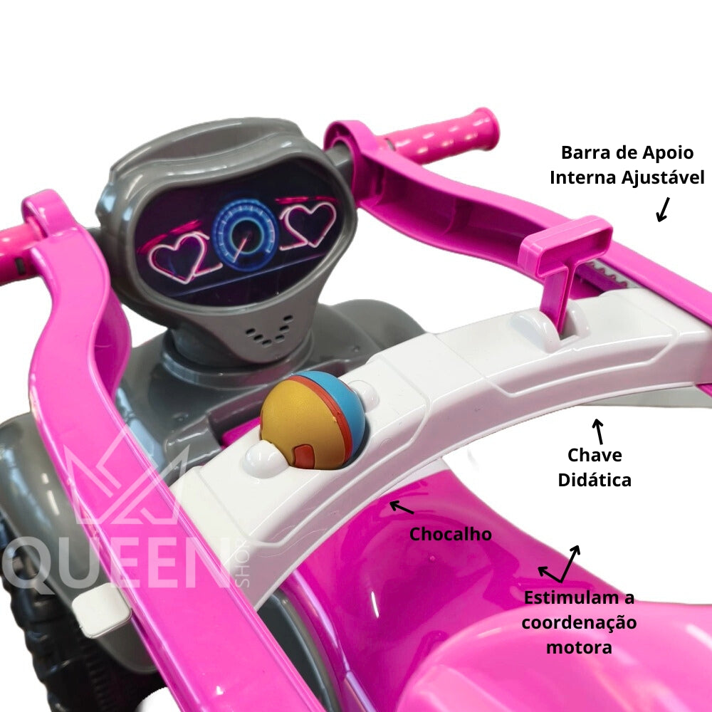 Quadriciclo Kendy Spider Girl 1 a 3 Anos - Até 30kg Carro Passeio Menina - Ajuste Altura e Profundidade