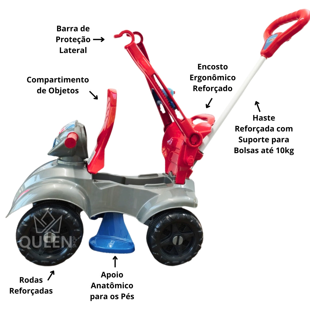 Quadriciclo Kendy Spider 1 a 3 Anos - Até 30kg Carro Passeio Menino - Ajuste Altura e Profundidade