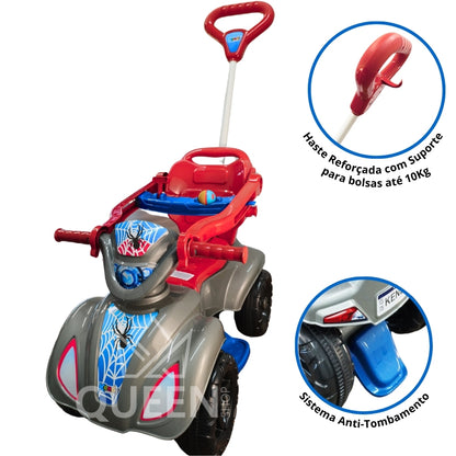 Quadriciclo Kendy Spider 1 a 3 Anos - Até 30kg Carro Passeio Menino - Ajuste Altura e Profundidade